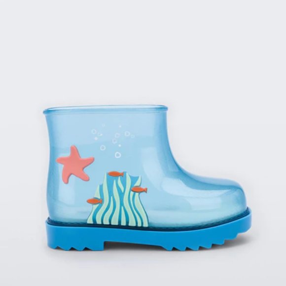 NEW Mini Melissa Baby Toddler Under The Sea Waterproof Starfish Seaweed Wellies - Picture 1 of 7